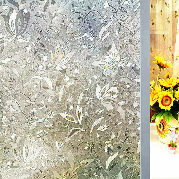 Anti UV Privacy 3D Window Glass Film Floral Stickers Self-adhesive Home Decor 